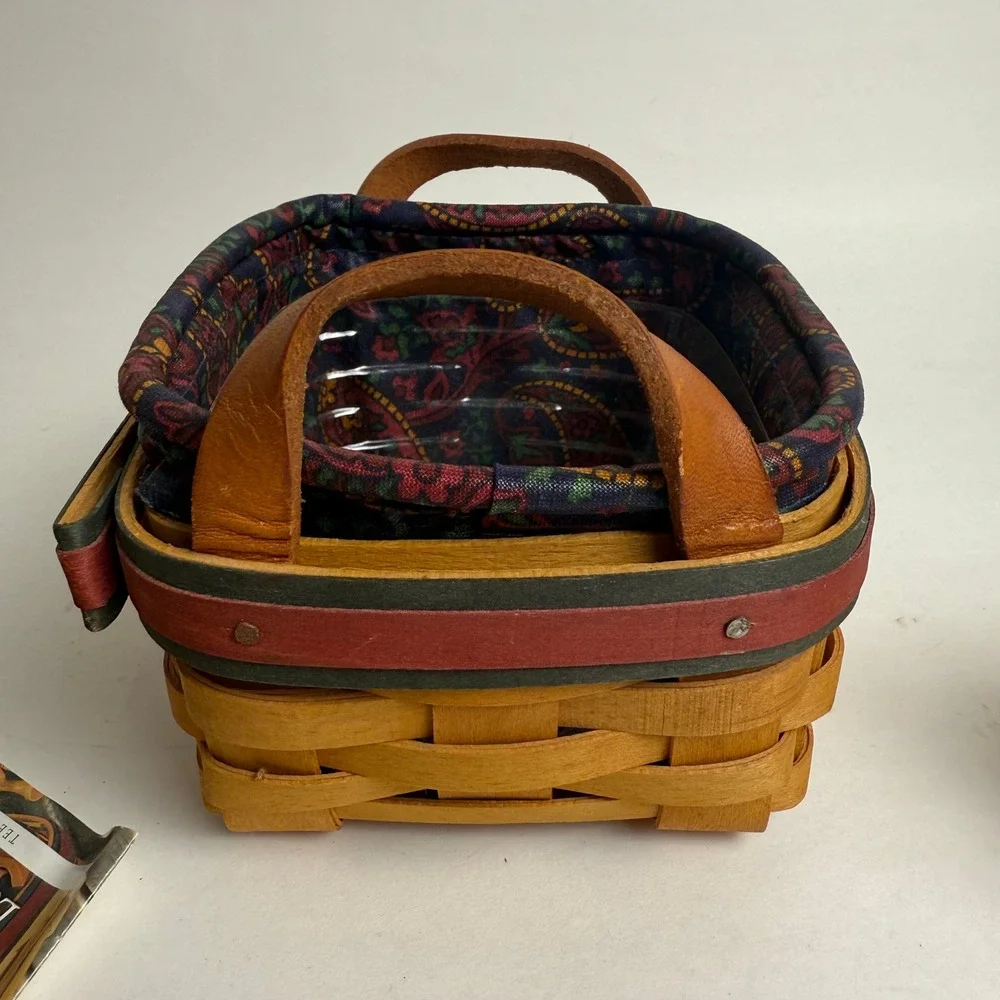 Longaberger 1999 Father's Day Tee Basket Set with Liner Protector and Tees 14940